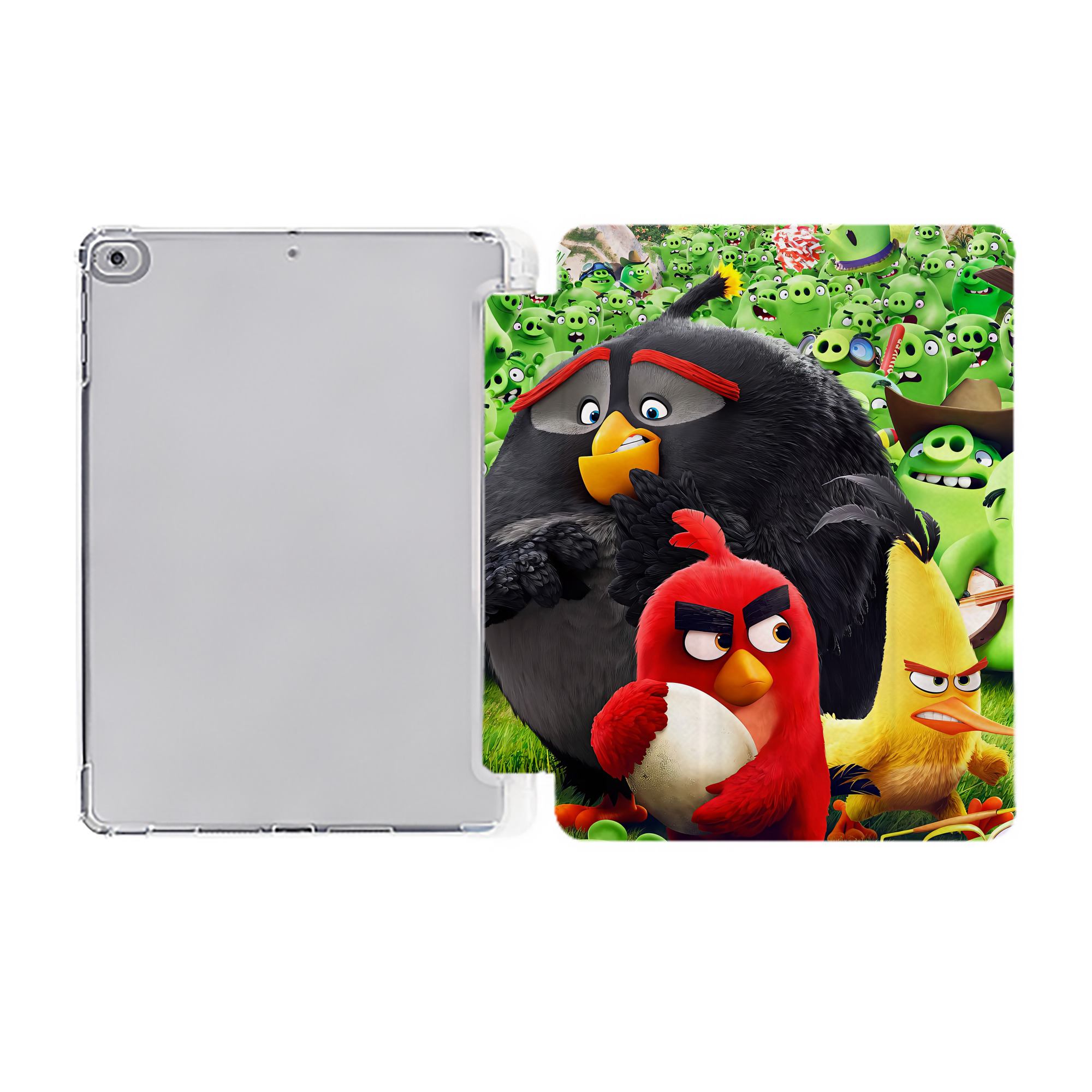 （画像用） Angry Birds アングリーバード IPad ケース ペン収納付き 三つ折りスタンド PUレザー×シリコン 対応機種9.5/10.5/10.9インチ